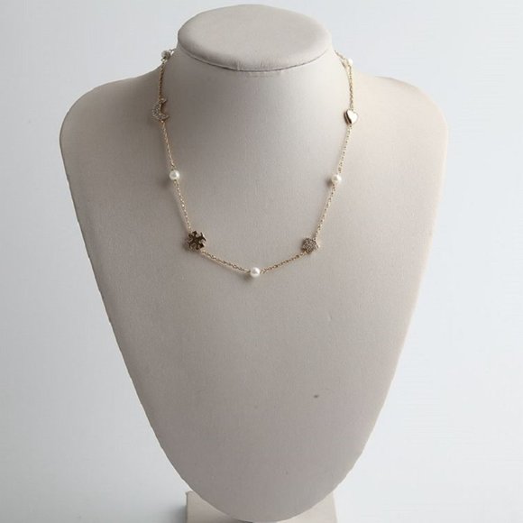 Tory Burch Celestial Swarovski Crystal/Pearl Short Necklace - Picture 1 of 6